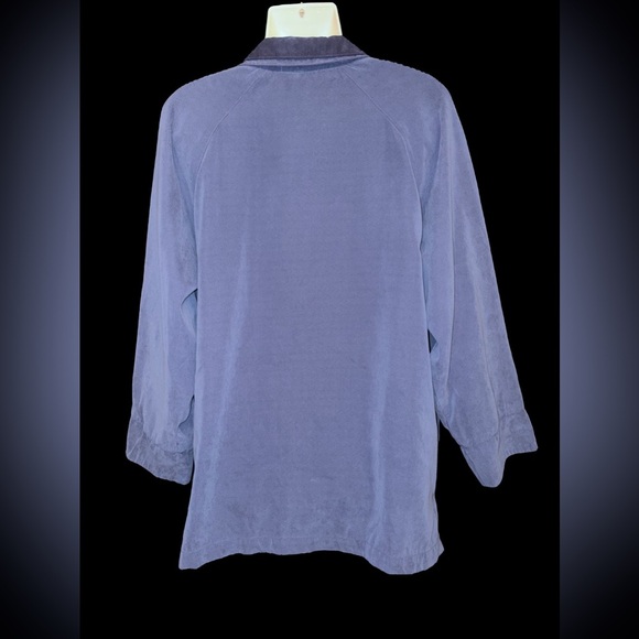 Women’s~ LONDON FOG~ Blue Micro Suede Rain Repellent Jacket~Petite M~013 - Picture 7 of 14